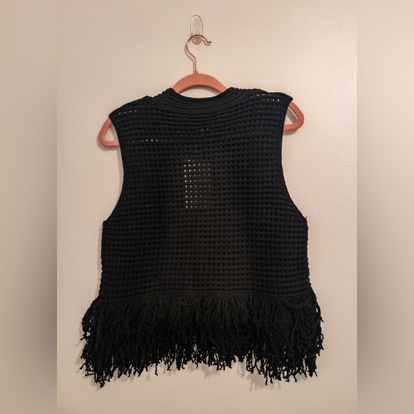 NWT ZARA Fringed Check Knit Sleeveless Top Eco-Friendly Black Size M - Picture 7 of 10